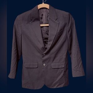 Claiborne boys size 10 reg suit blazer jacket coat black pinstripe wedding new